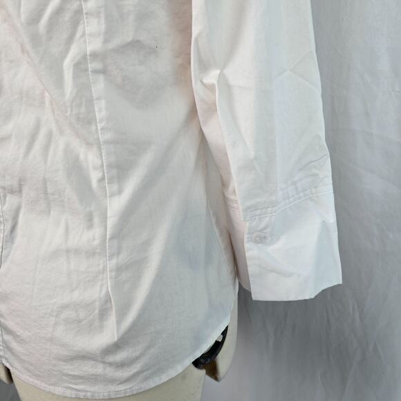 Signature by Larry Levine Button Down Blouse Women's L White Lace Accent - Picture 7 of 16